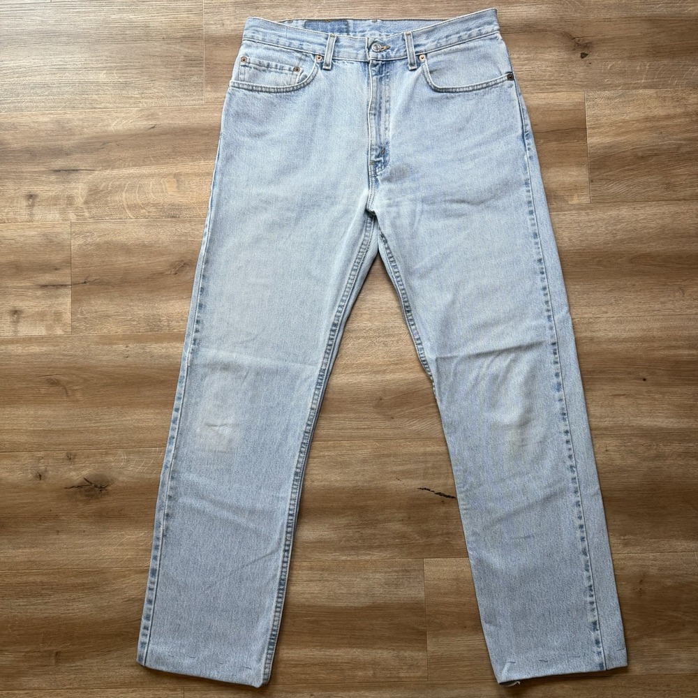 Vintage Levis 505 Jeans Men 32x30 Blue Regular Fit Light Wash Denim 90s (Hemmed)
